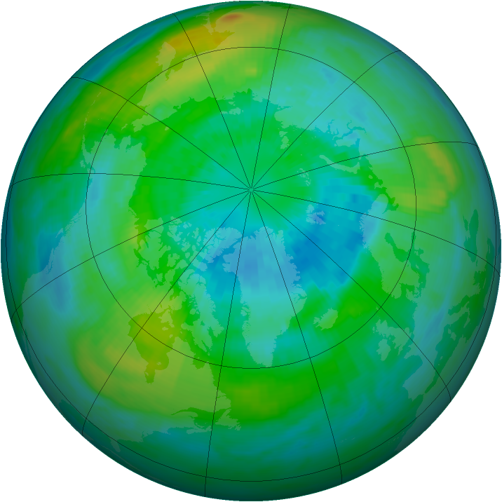 Arctic ozone map for 25 September 1980